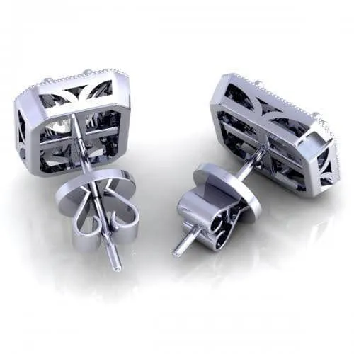 0.40-2.15 CT Round & Emerald Cut Diamonds - Stud Earrings