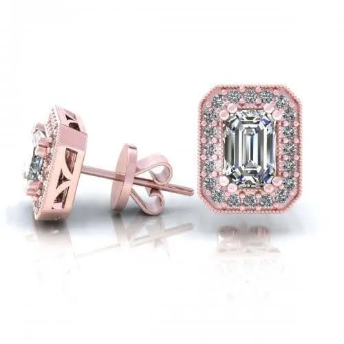 0.40-2.15 CT Round & Emerald Cut Diamonds - Stud Earrings