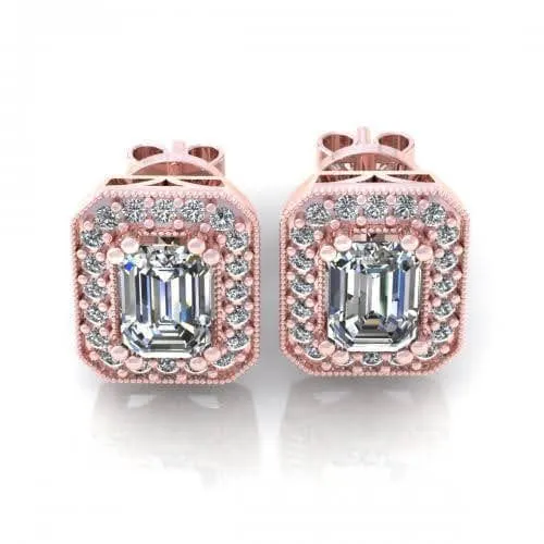 0.40-2.15 CT Round & Emerald Cut Diamonds - Stud Earrings