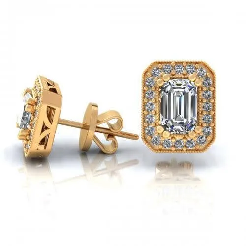 0.40-2.15 CT Round & Emerald Cut Diamonds - Stud Earrings