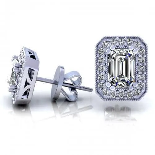 0.40-2.15 CT Round & Emerald Cut Diamonds - Stud Earrings