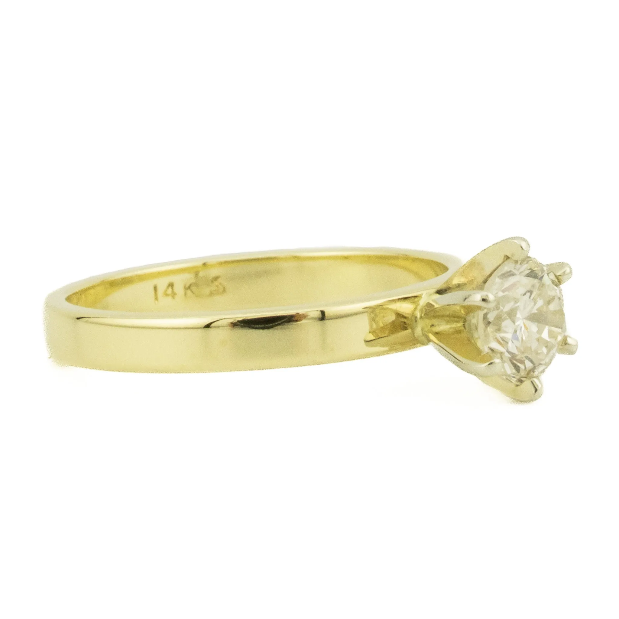 0.60ctw Round Brilliant Solitaire Diamond Engagement Ring in 14K Yellow Gold - Size 5.5