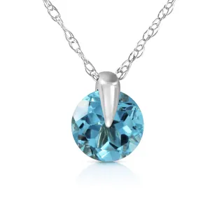 1 Carat 14K Solid White Gold Friend Indeed Blue Topaz Necklace