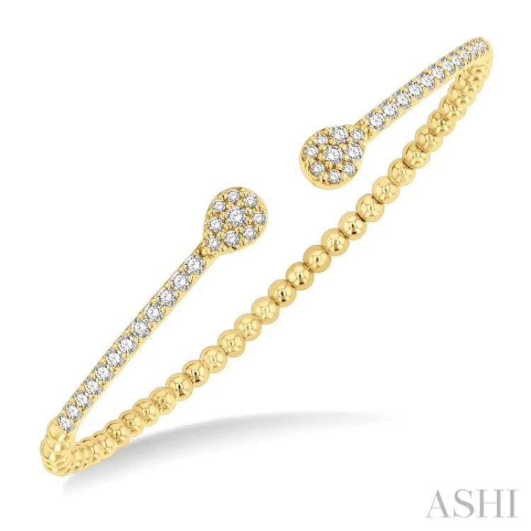 1 ctw Pear Shape Round Cut Diamond Open Cuff Bangle in 14K Yellow Gold