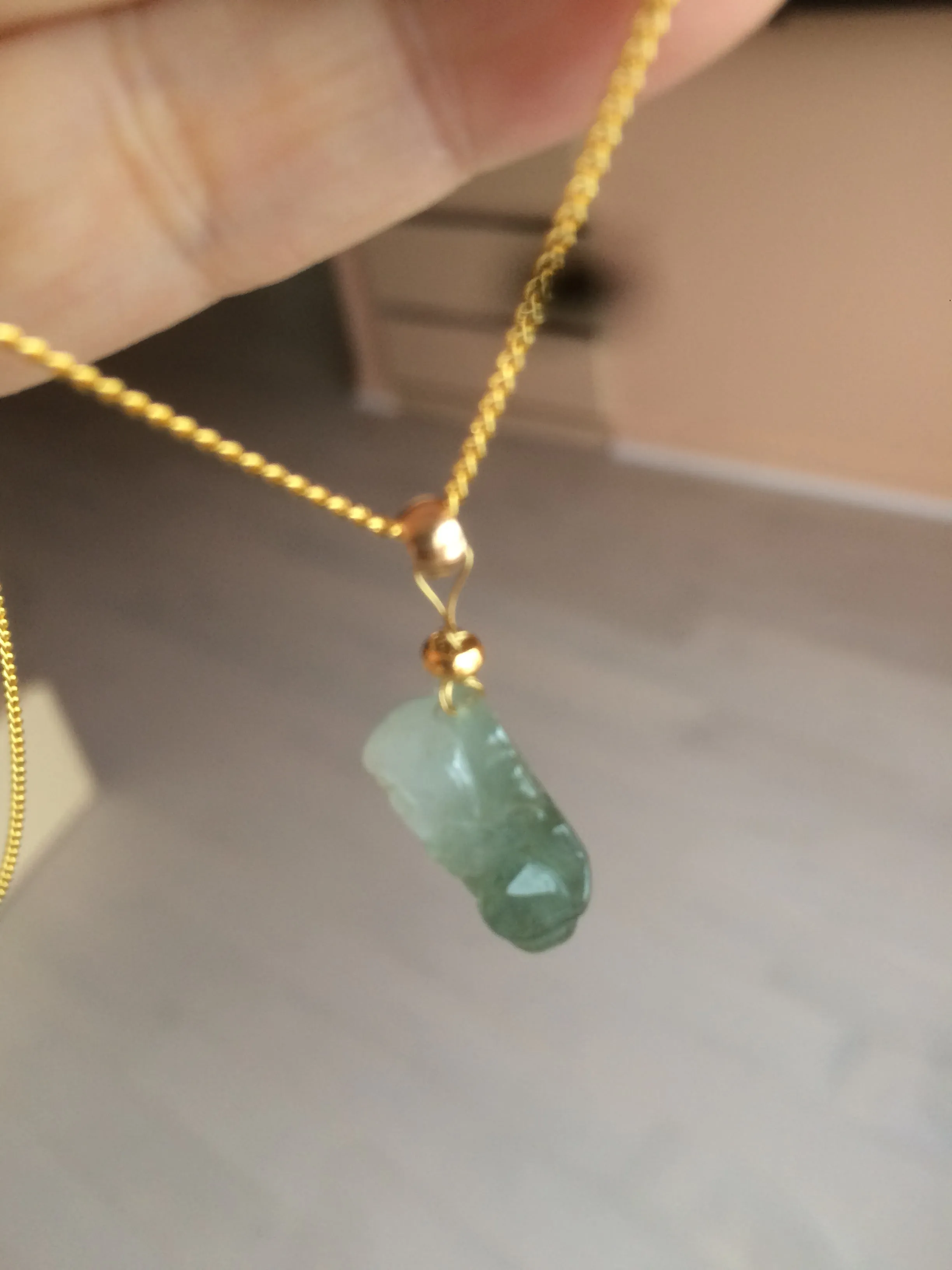 100% natural type A icy watery jadeite jade green/white 3D PiXiu(貔貅) pendant necklace C30