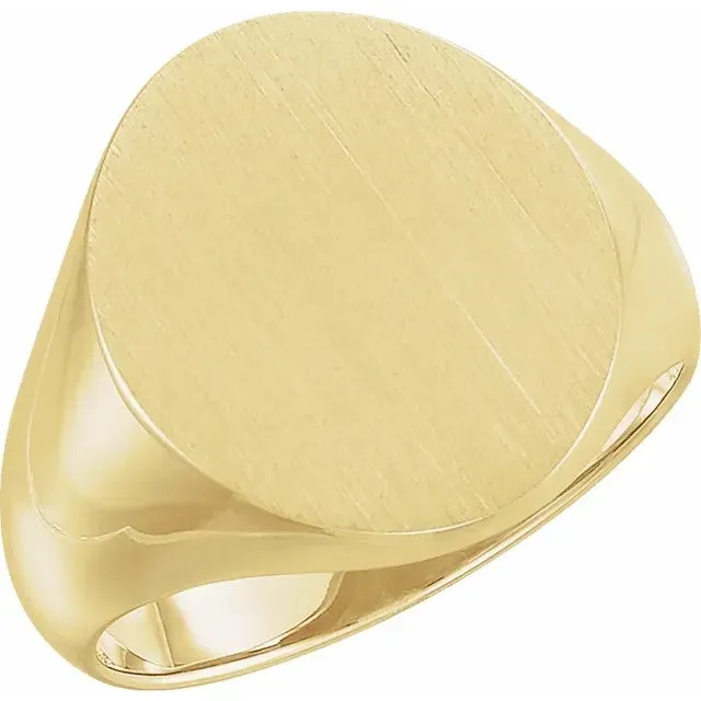 10K Yellow Gold Oval Brushed Top Signet Ring