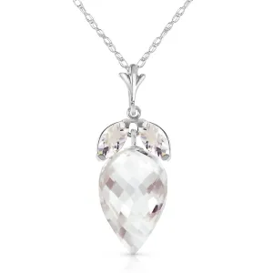 12.75 Carat 14K Solid White Gold Necklace Marquis Briolette White Topaz