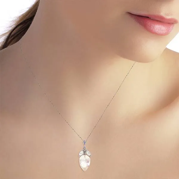 12.75 Carat 14K Solid White Gold Necklace Marquis Briolette White Topaz