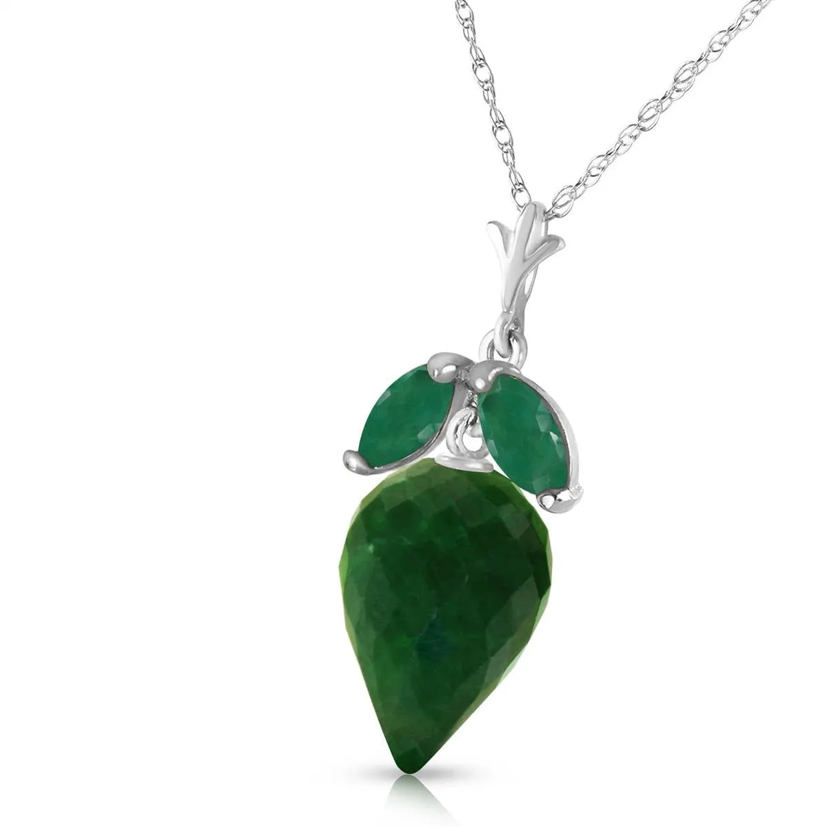 13.4 Carat 14K Solid White Gold Apparently Simple Emerald Necklace