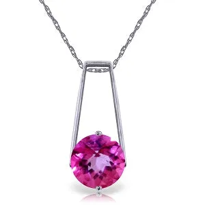 1.45 Carat 14K Solid White Gold If Not A Heart Pink Topaz Necklace