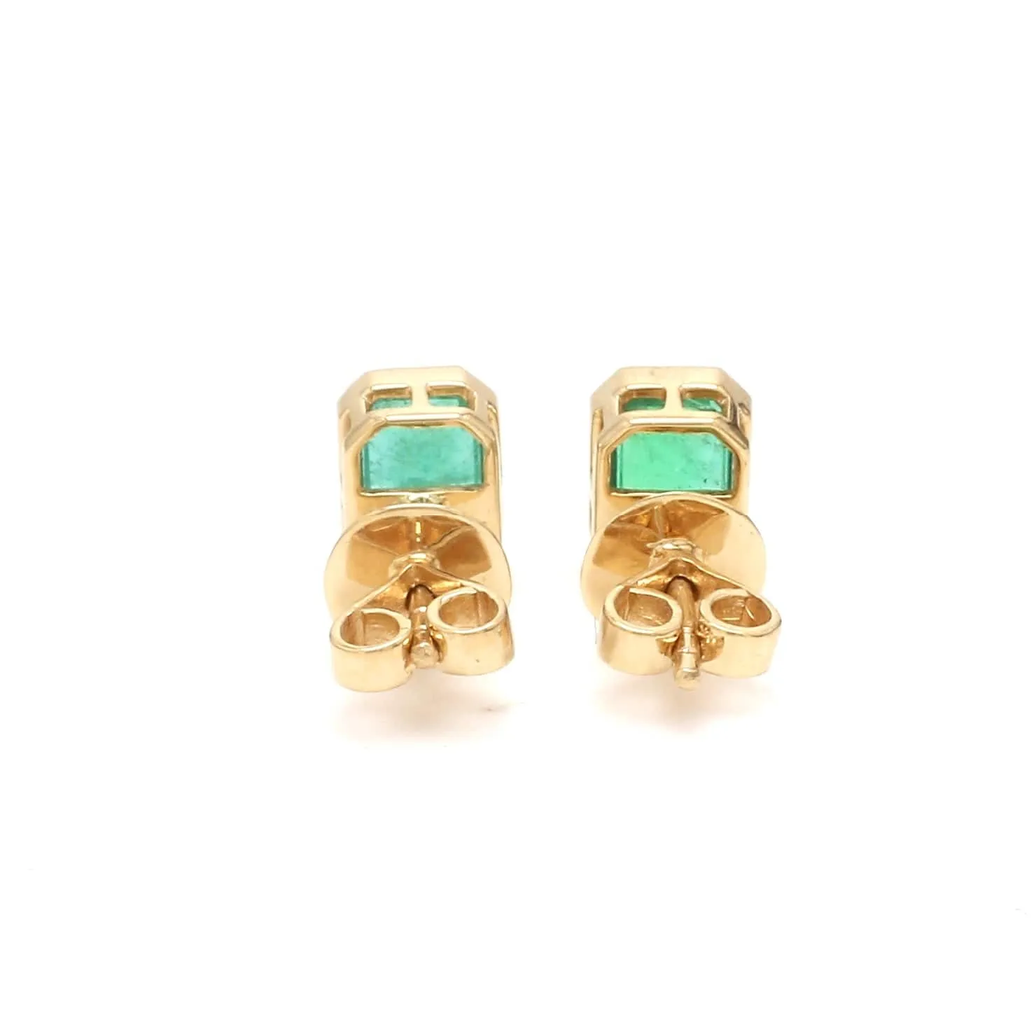 14K & 18K Gold Emerald Bezel Set Stud Earrings