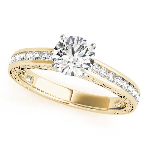 14K Channel Set Antique Side Vintage Engagement Ring