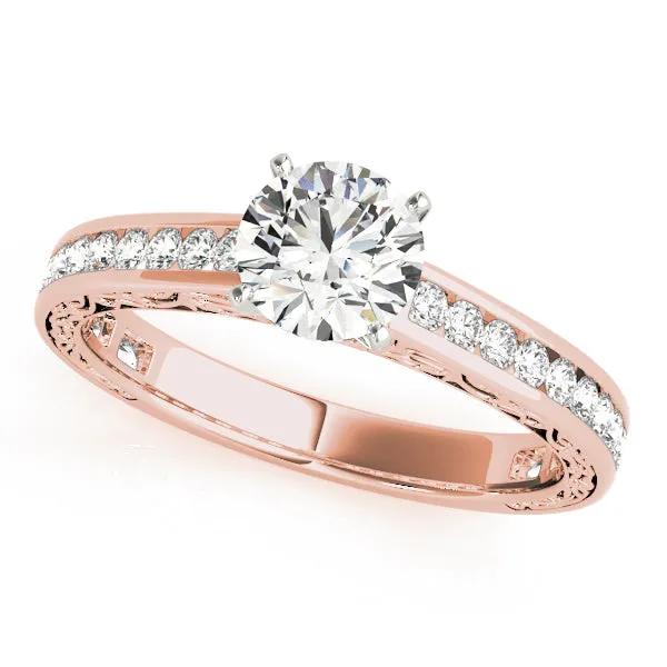 14K Channel Set Antique Side Vintage Engagement Ring