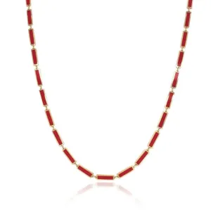 14k Gold & Coral Station Bar Necklace