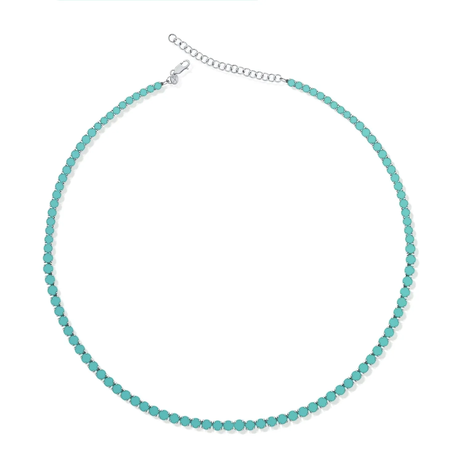 14k Gold & Turquoise Tennis Necklace - 35.88ct