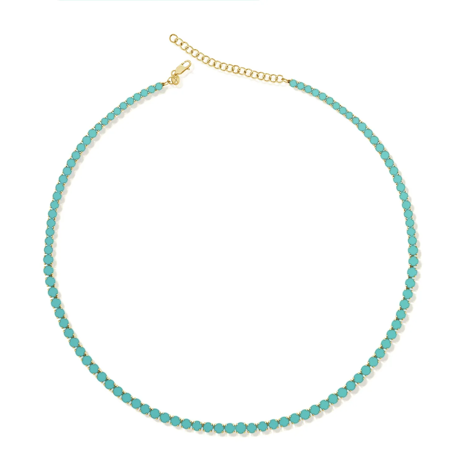 14k Gold & Turquoise Tennis Necklace - 35.88ct