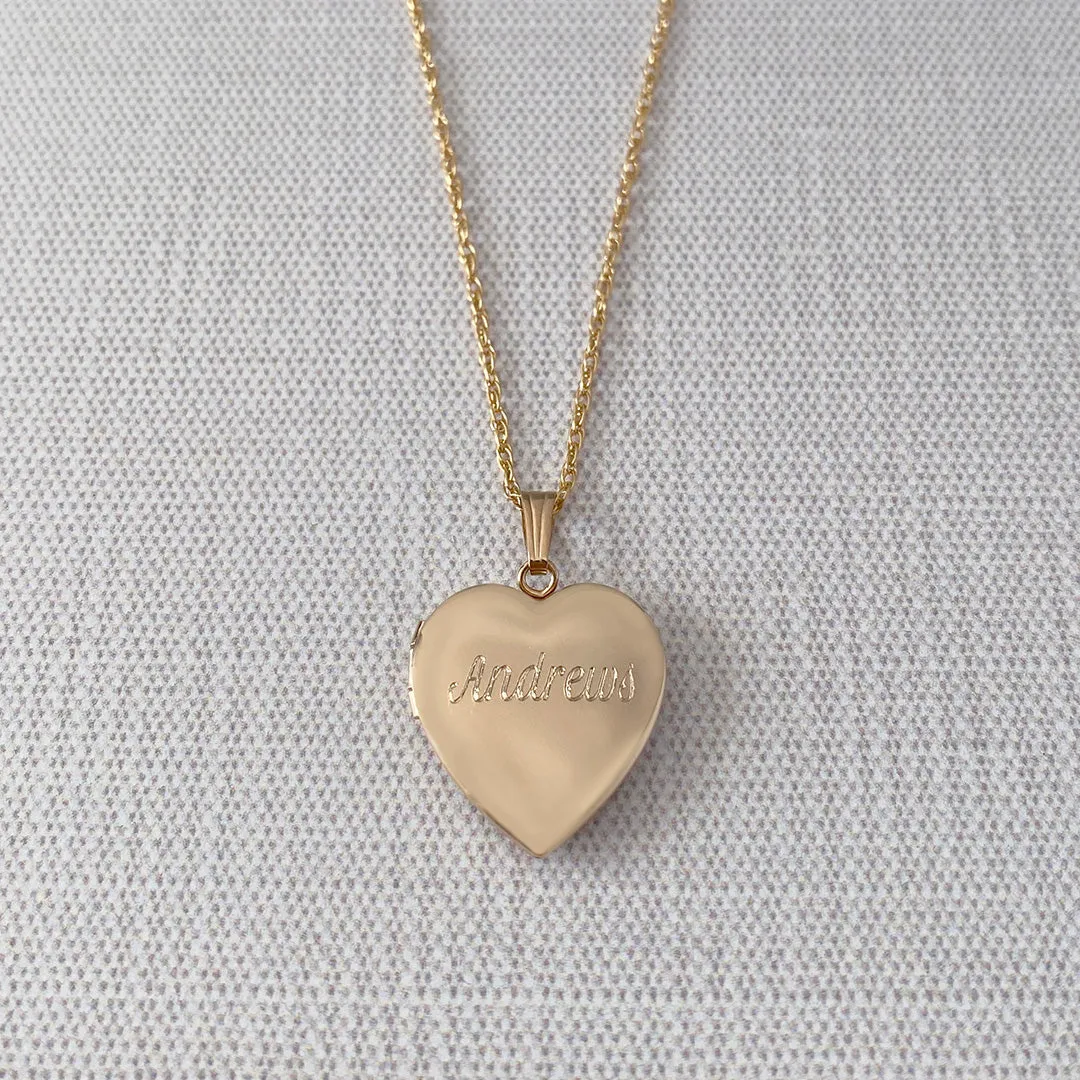 14K Gold Filled 19mm Heart Locket Necklace