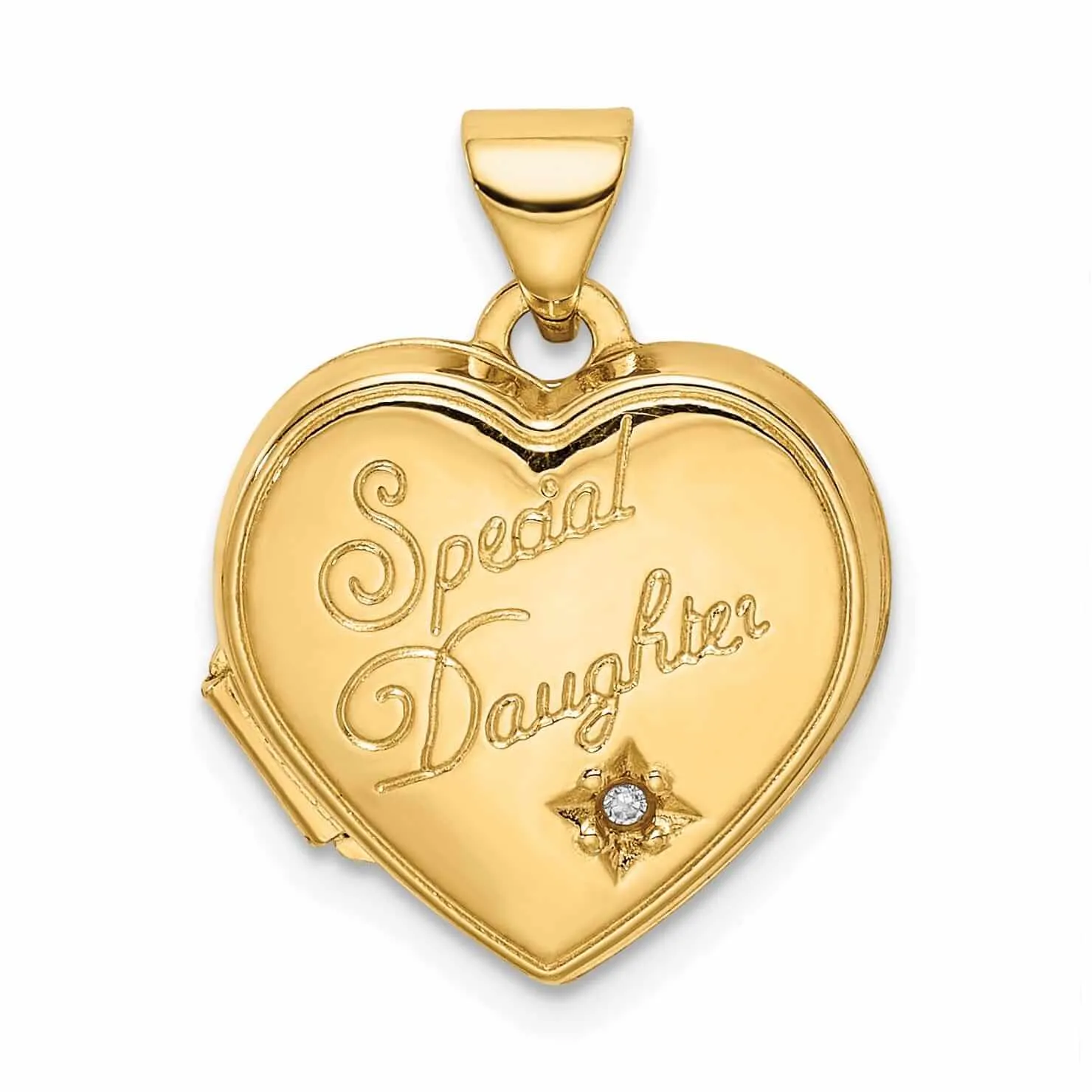 14k Gold Heart Diamond Special Daughter Locket