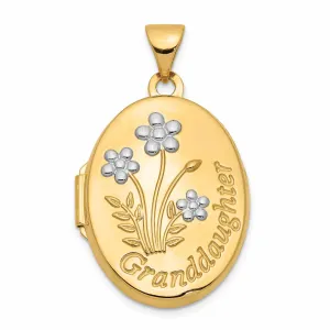 14k Gold Rhodium Oval Granddaughter Locket