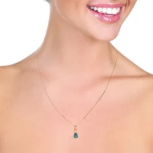 14K Solid Rose Gold Blue Topaz Platinum Necklace