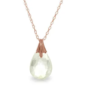 14K Solid Rose Gold Briolette Rose Topaz Necklace Gemstone