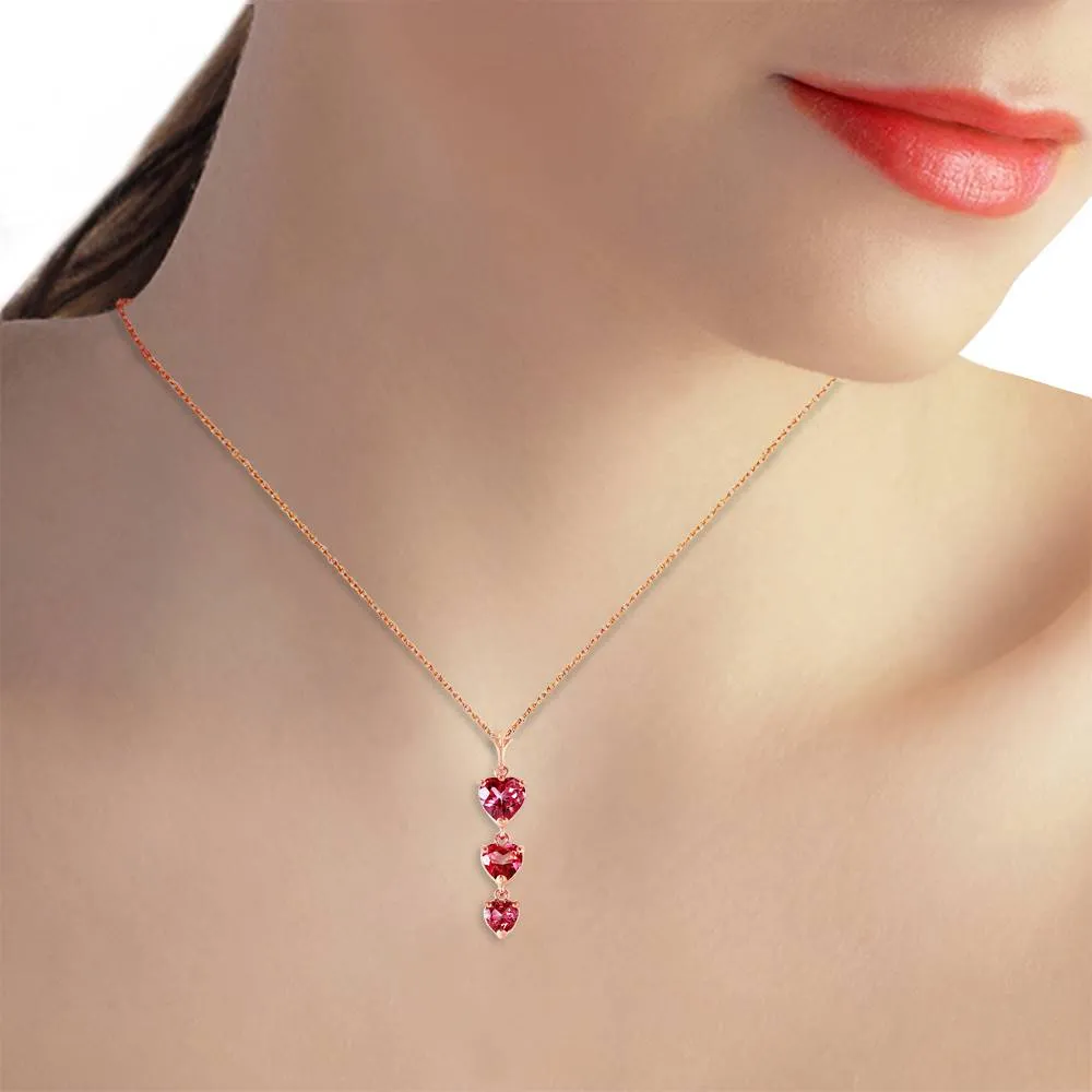 14K Solid Rose Gold Pink Topaz Necklace Genuine