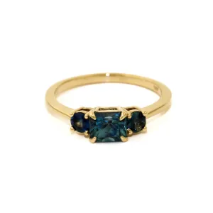 14K Teal Sapphire Engagement Ring