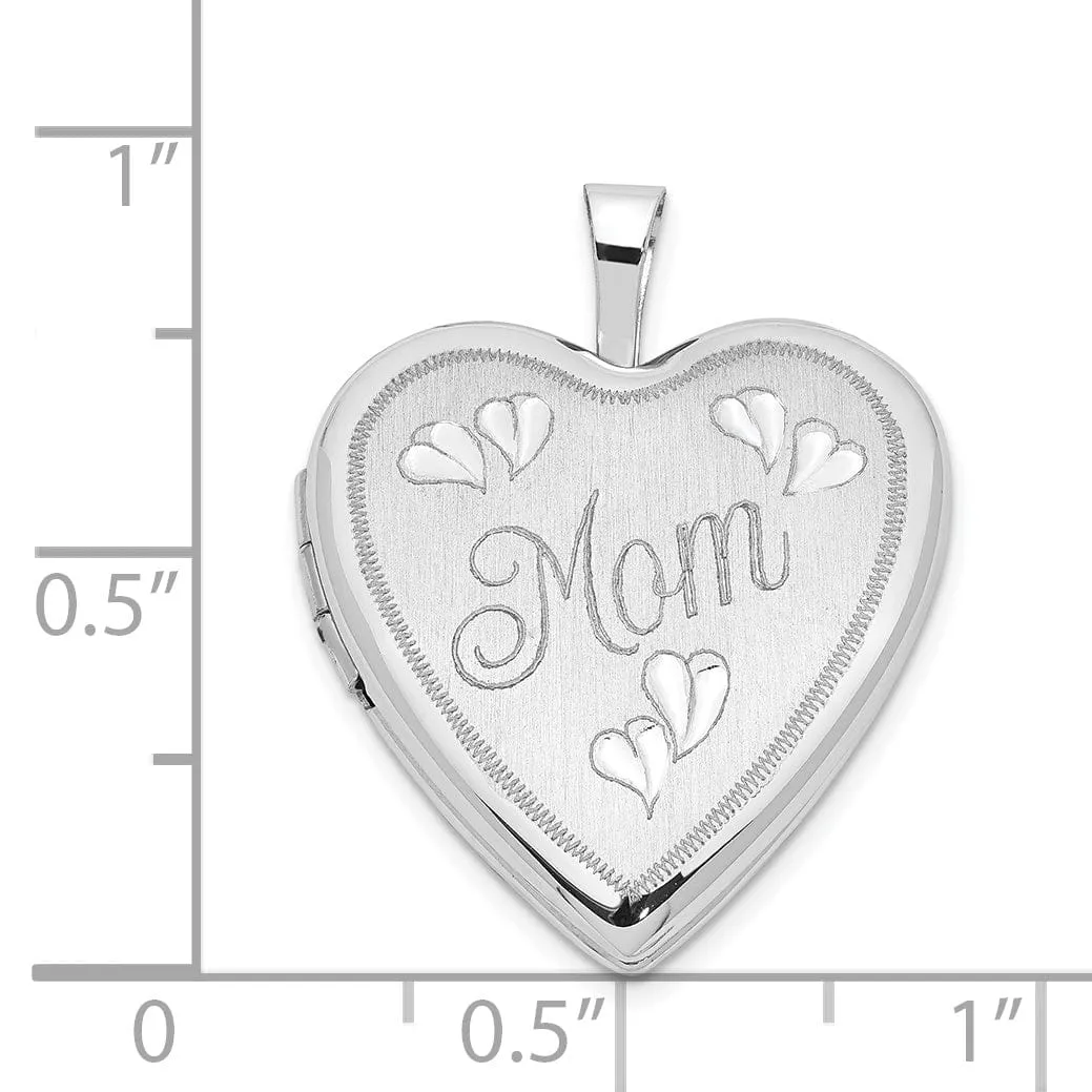 14k White Gold 20MM Mom With Hearts Heart Locket