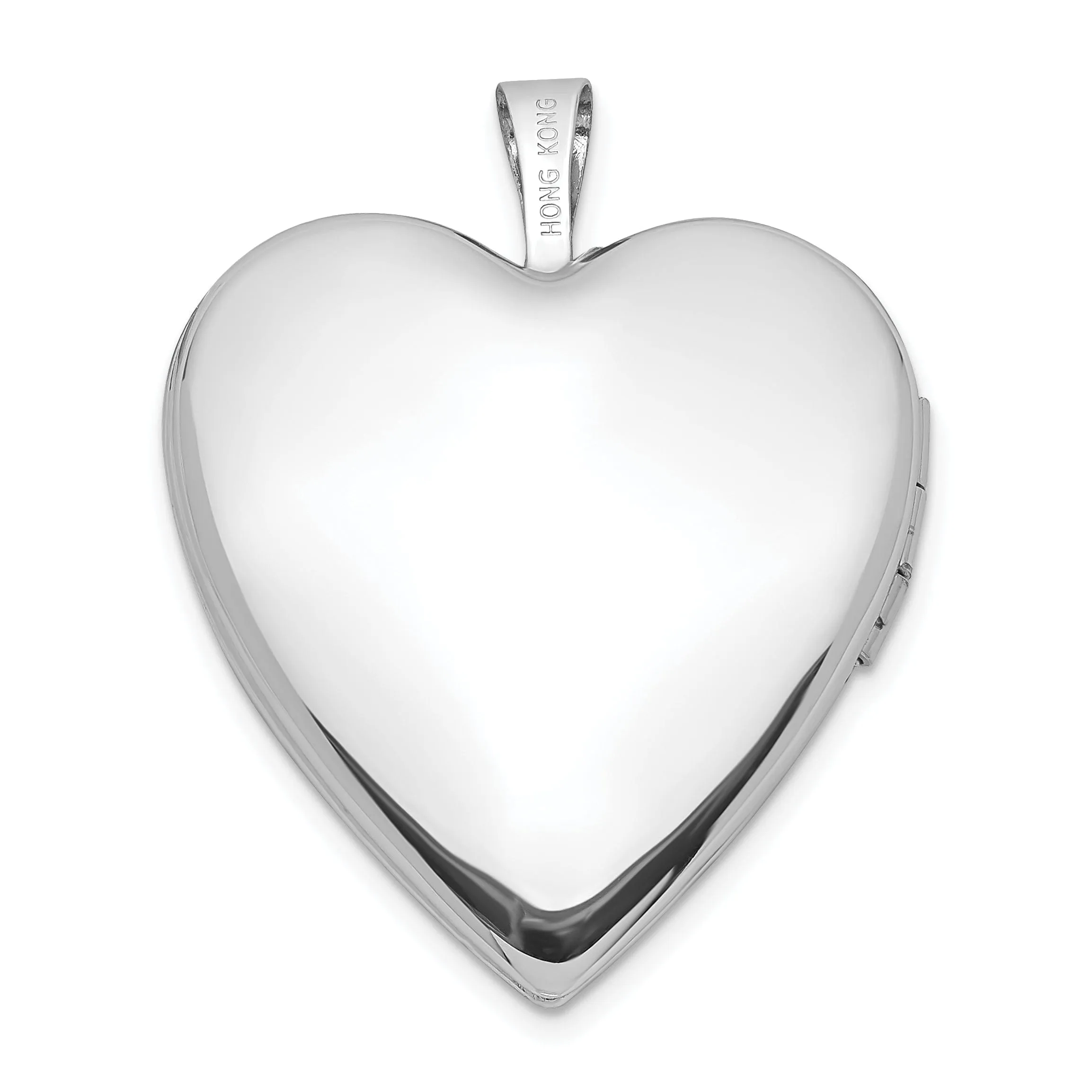 14k White Gold 20MM Satin Diamond Heart Locket