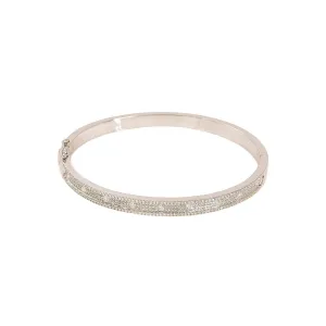 14K White Gold Diamond Bangle W/ 1.01ct VS Diamonds & Bright Polished Solid Band