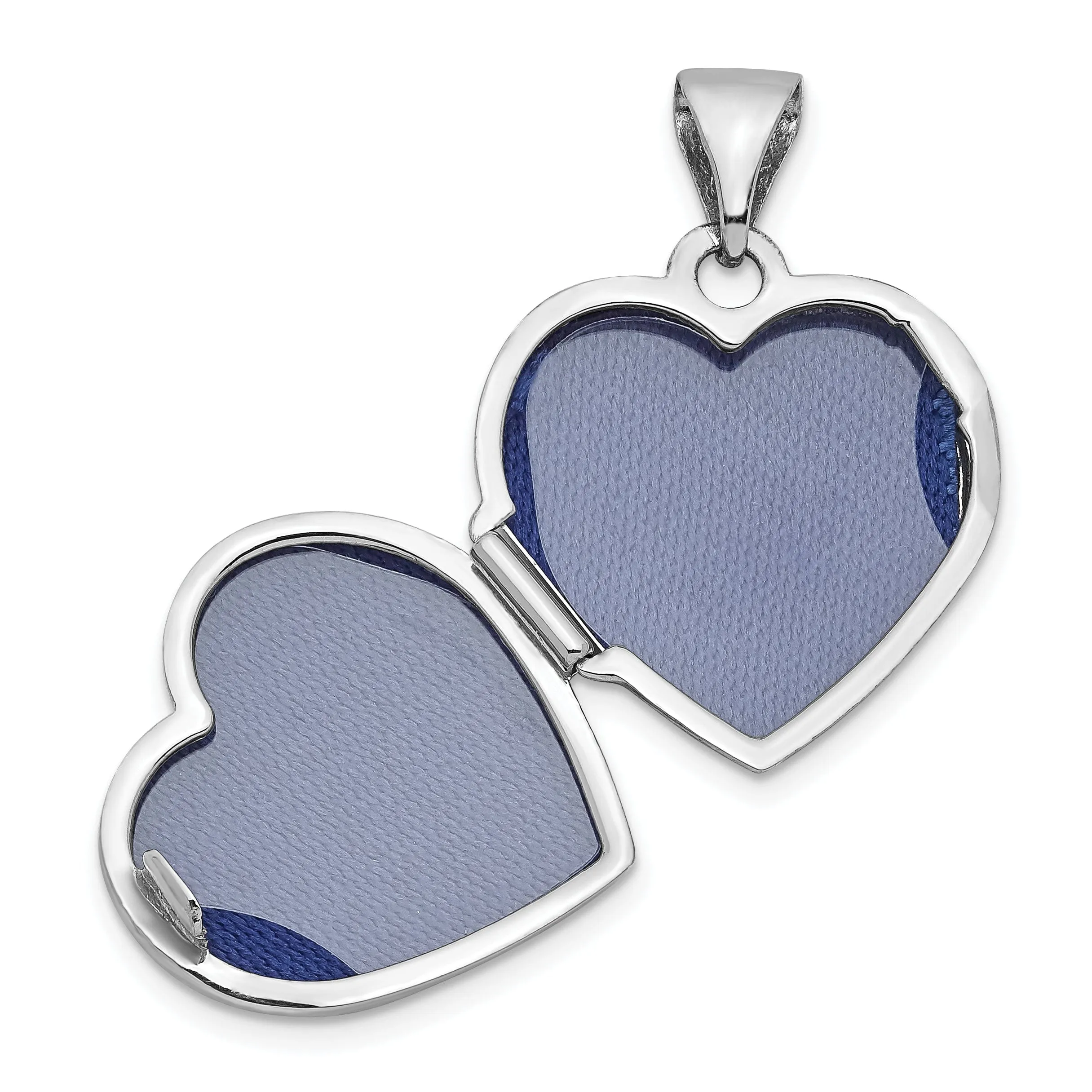 14k White Gold Heart Reversible Floral Locket