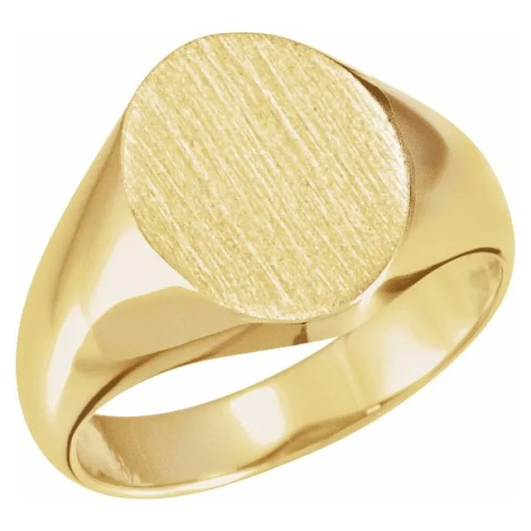 14K Yellow 12x10 mm Oval Signet Ring