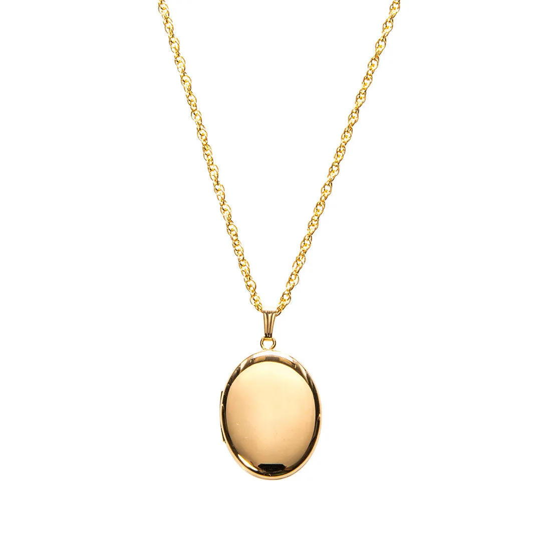 14K Yellow Gold 20x25mm Oval Locket Necklace