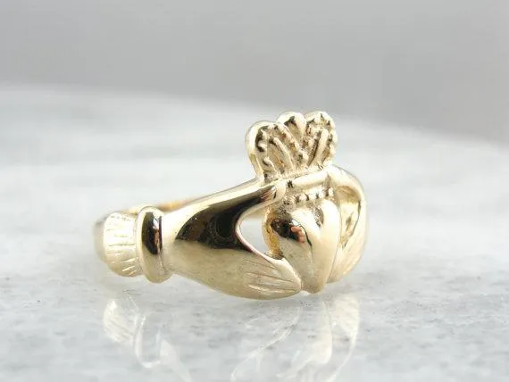 14K Yellow Gold Claddagh Ring