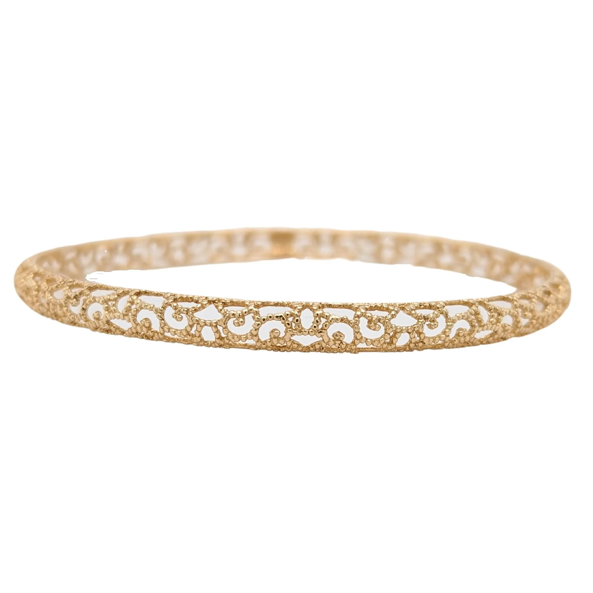 14K Yellow Gold Filigree Slip-on Bangle