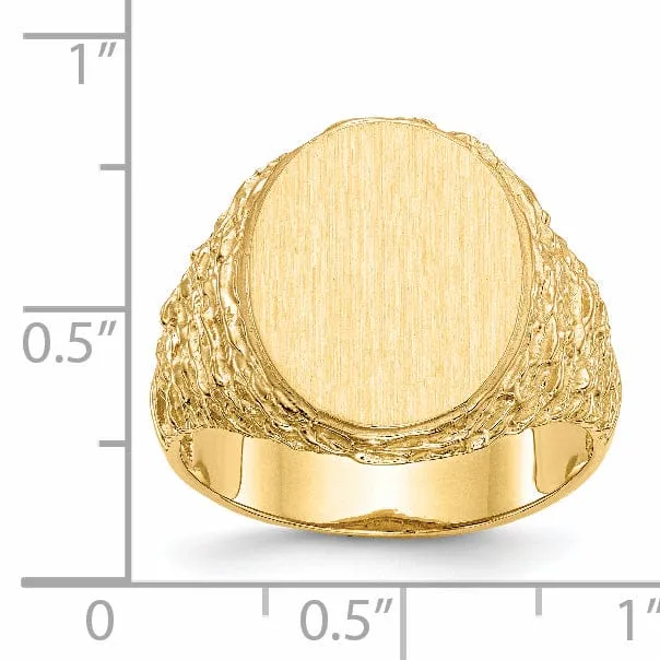 14k Yellow Gold Men's Open Back Signet Ring