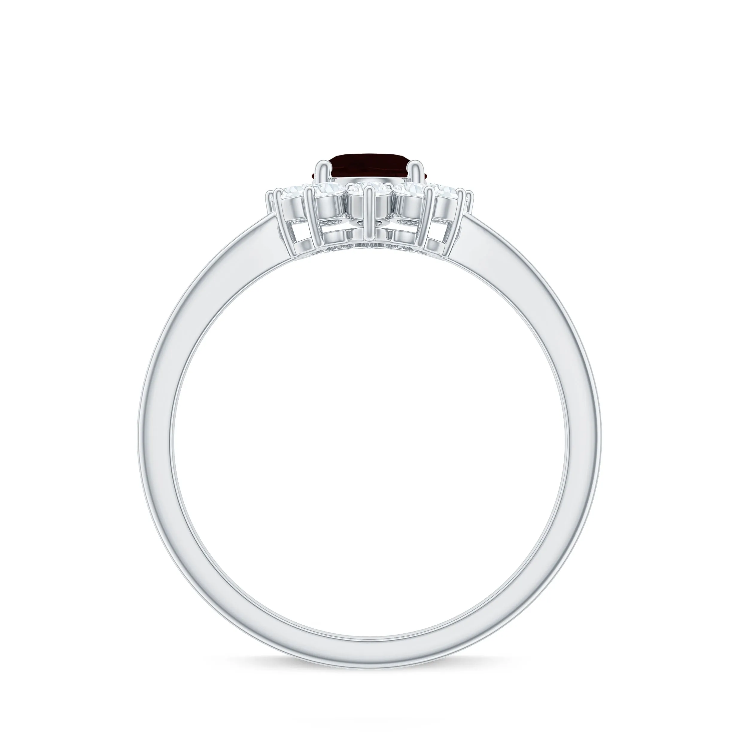 1.50 CT Princess Diana Inspired Oval Shape Garnet Engagement Ring Diamond Halo