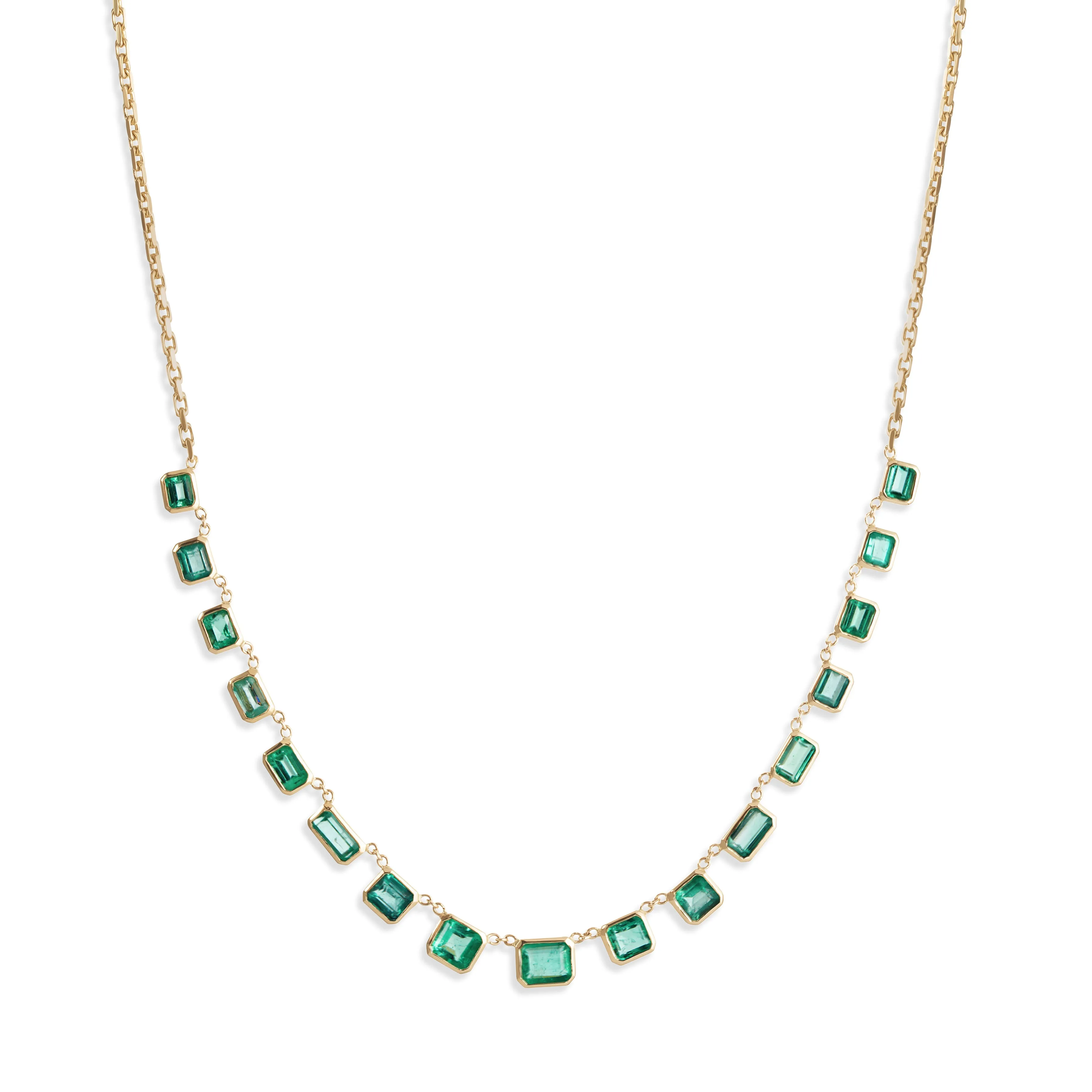 17 GRADUATED BAGUETTE EMERALD NECKLACE