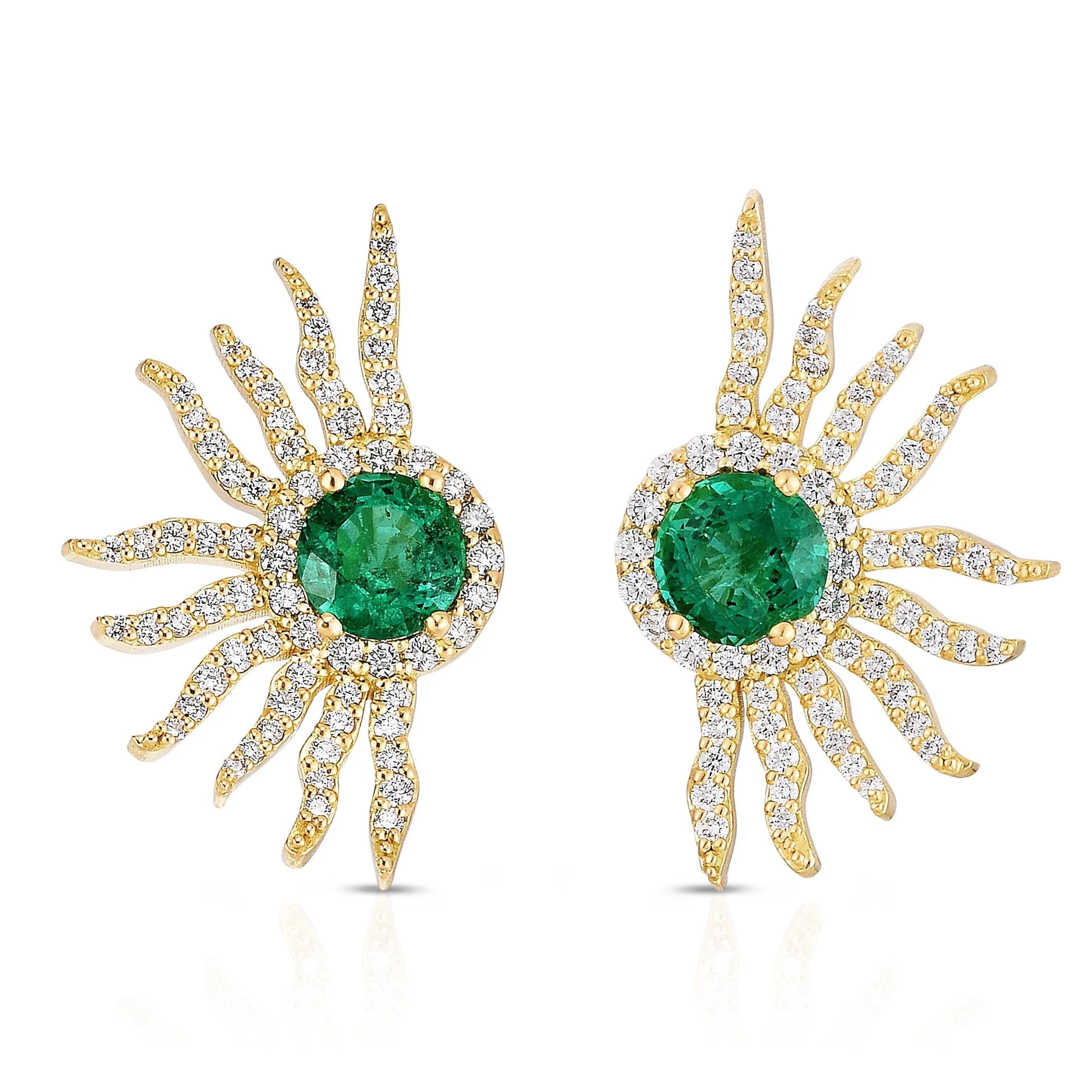 1.70ctw Emerald and .74ctw Diamond Earrings