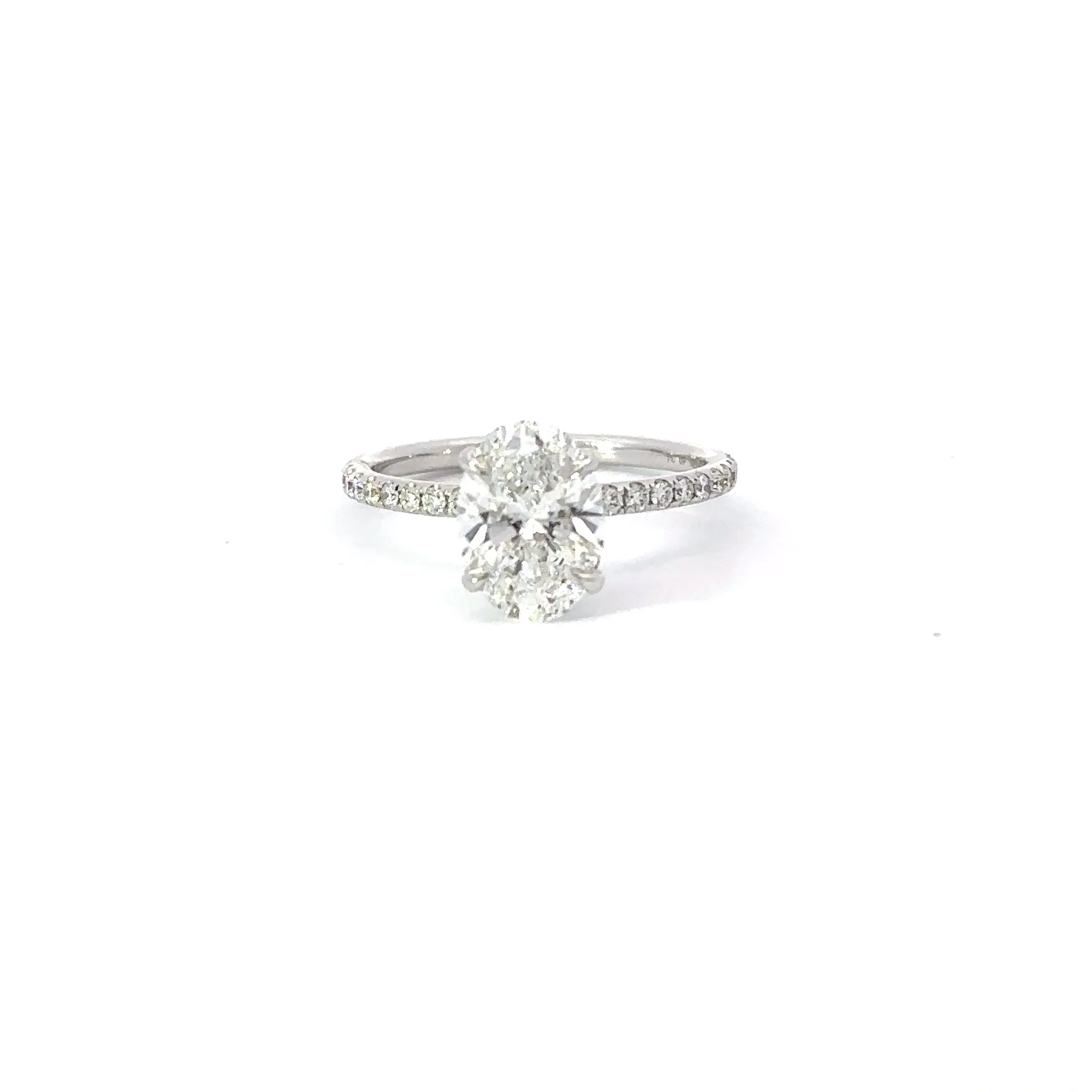 1.73 Carat Lab Grown Oval Engagement Ring with Signature Setting