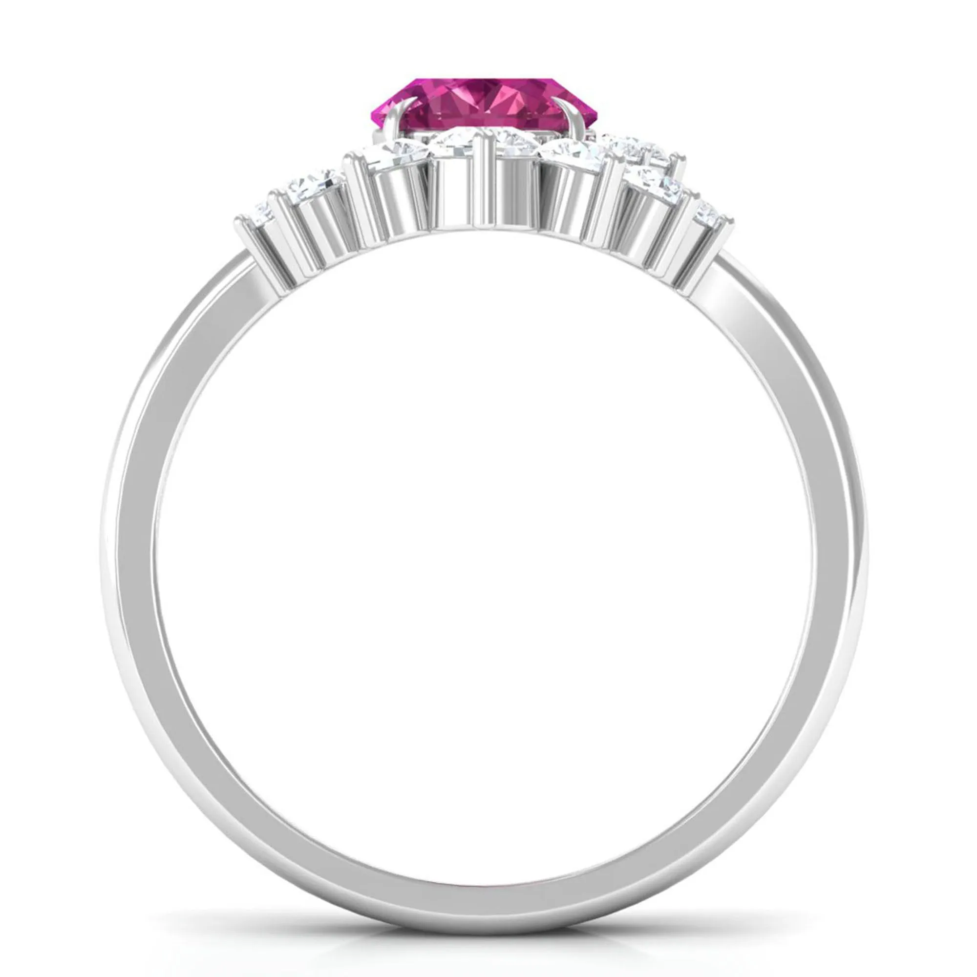 1.75 CT Pink Tourmaline and Moissanite Engagement Enhancer Ring Set