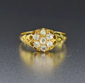 18K Gold Antique Diamond Cluster Ring