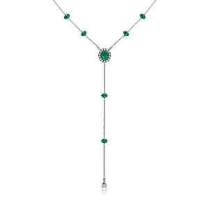 18k Gold By the Yard Emerald Dangle Necklace