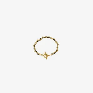 18K Gold-Plated Leather Chain Bracelet