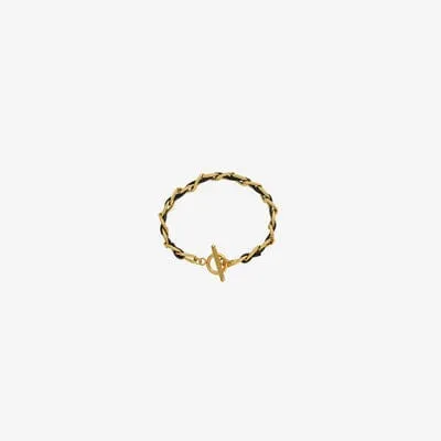 18K Gold-Plated Leather Chain Bracelet