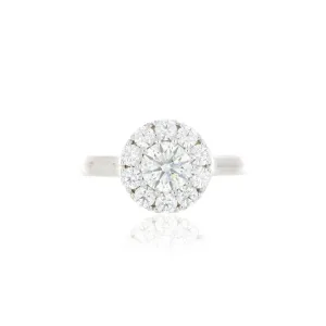 18k White Gold Simple Solitaire Halo Engagement Ring