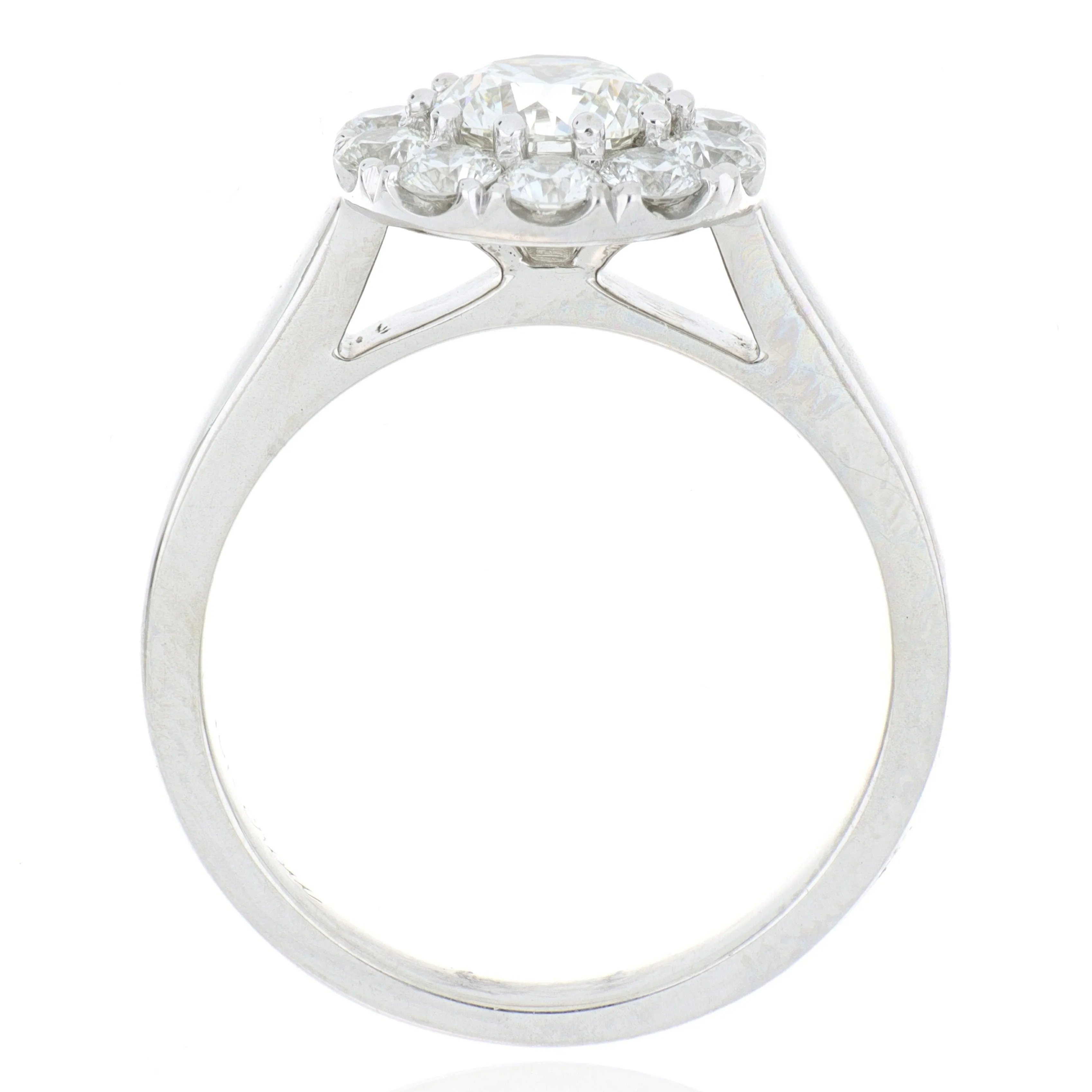 18k White Gold Simple Solitaire Halo Engagement Ring