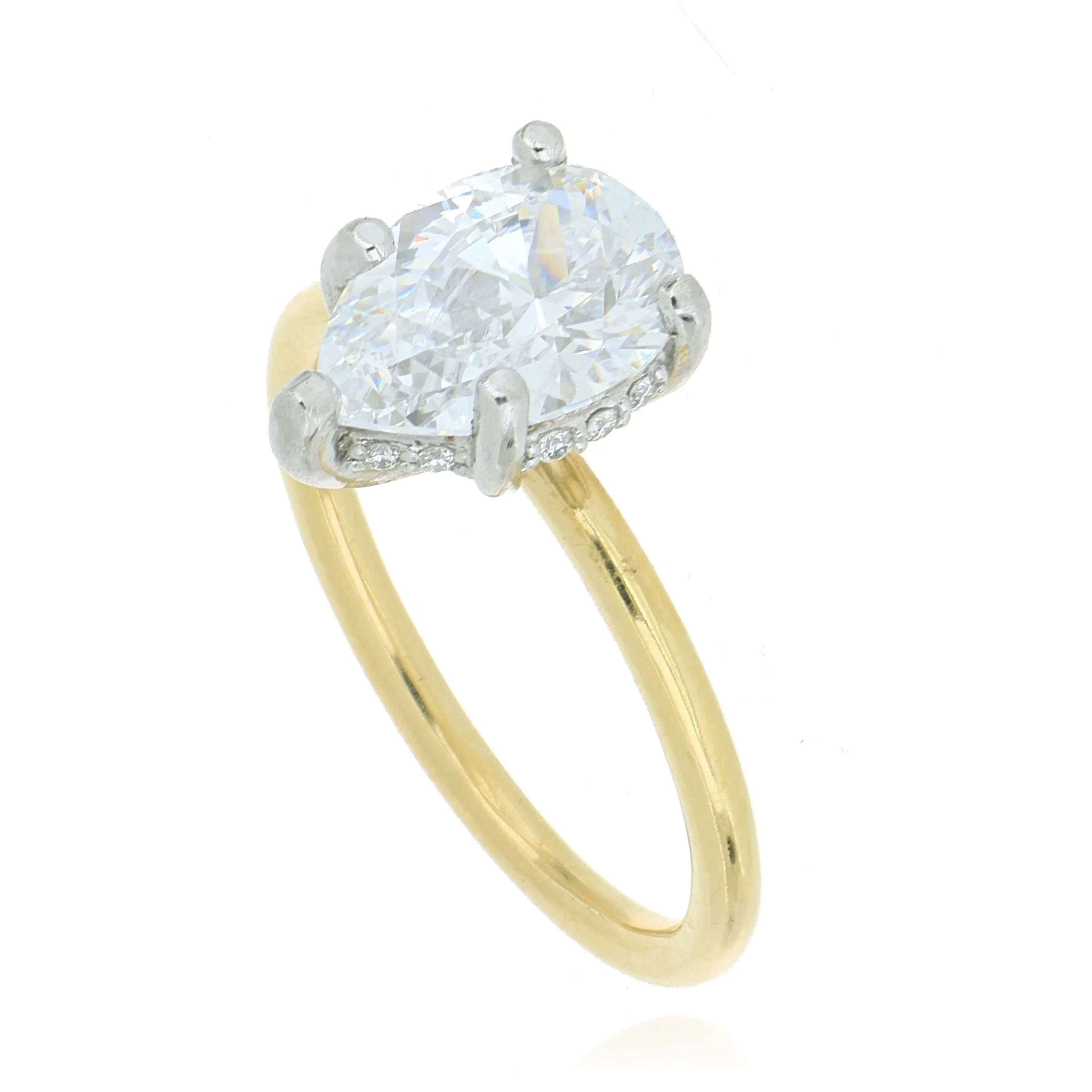 18k Yellow Gold and Platinum Engagement Semi-Mount