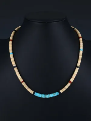 19" Native American Shell and Turquoise Necklace