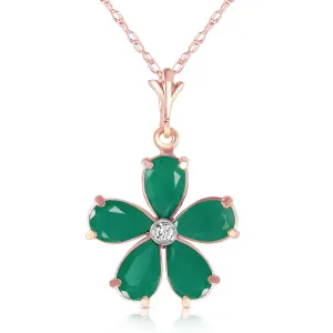 2.22 Carat 14K Solid Rose Gold Necklace Natural Emerald Diamond